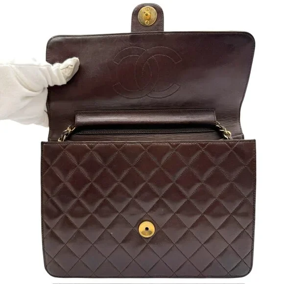 CHANEL Brown Lambskin Classic Single Flap Bag - Picture 9 of 10